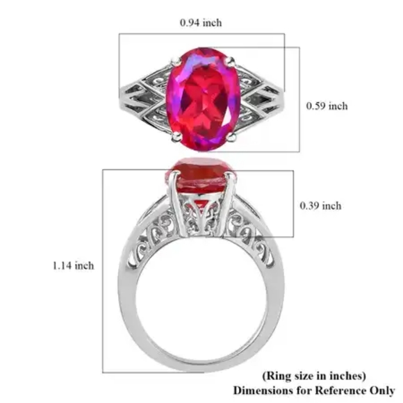 Rare Volcanic Quartz  Ring in Platinum Over Sterling Silver 6.40 ctw - Picture 8 of 10